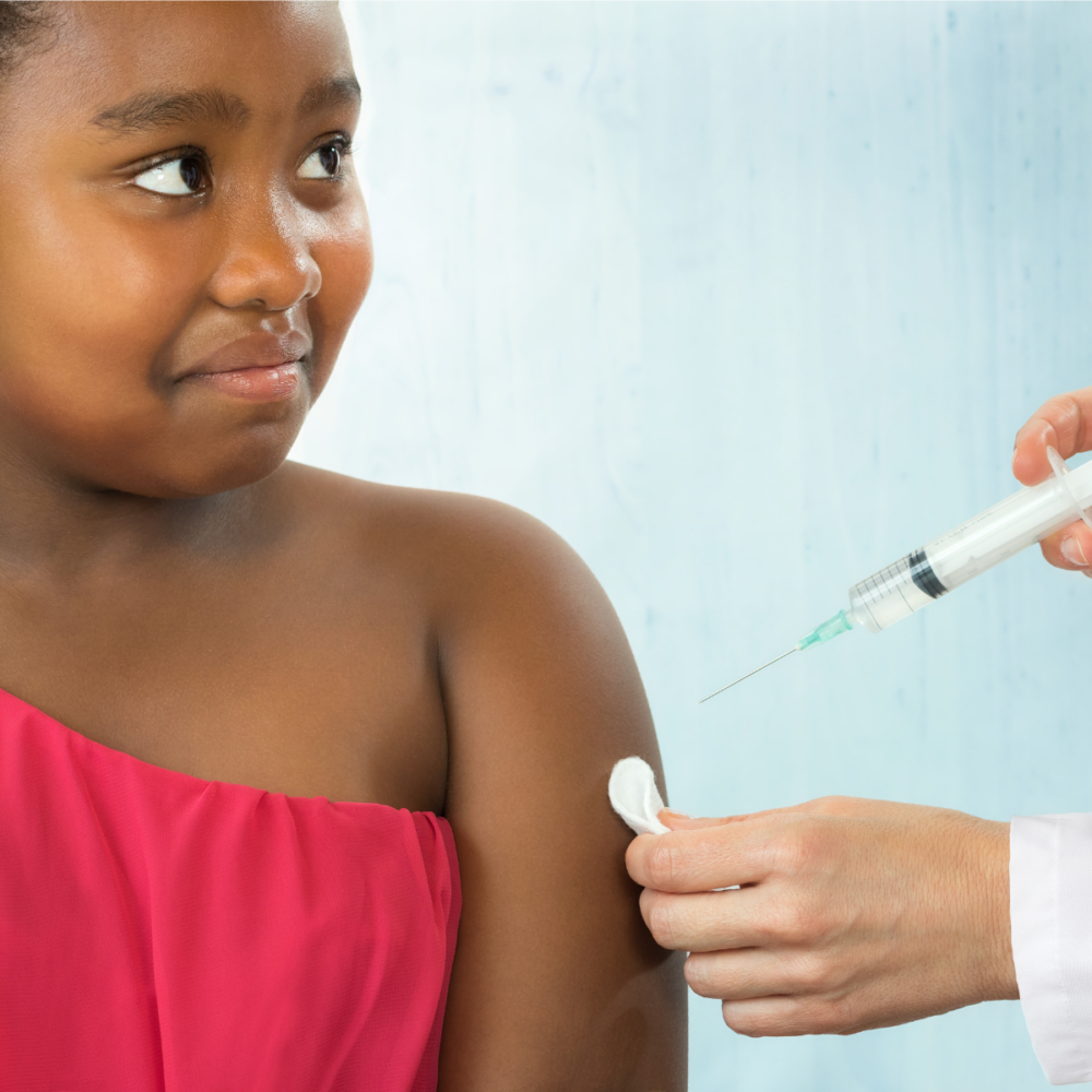 Child getting vaccine