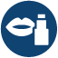 Icon illustration of lips next to a tube of lip balm.