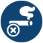 Icon illustration of a cigarette with smoke coming from its tip and a large X over it indicating no smoking.
