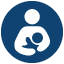 Icon illustration of an adult holding a baby up to their chest.