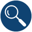 Icon illustration of a magnifying glass.